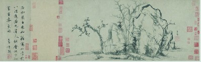 趙孟頫在《秀石疏林圖》題跋中寫道：“石如飛白木如籀，寫竹還于八法通。若也有人能會(huì)此，方知書畫本來同。”這體現(xiàn)出中國(guó)畫書畫同源的創(chuàng)作思想。