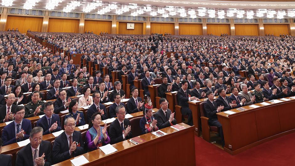 3月4日，中國人民政治協商會議第十四屆全國委員會第二次會議在北京人民大會堂開幕。新華社記者 龐興雷 攝