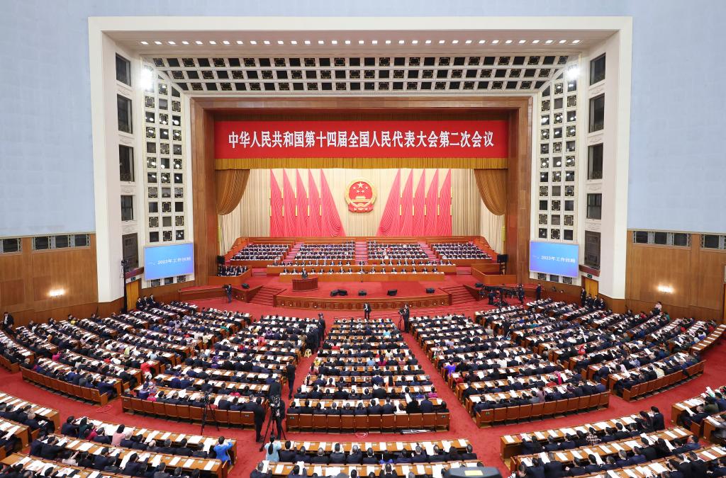 3月5日，第十四屆全國人民代表大會第二次會議在北京人民大會堂開幕。新華社記者 丁海濤 攝