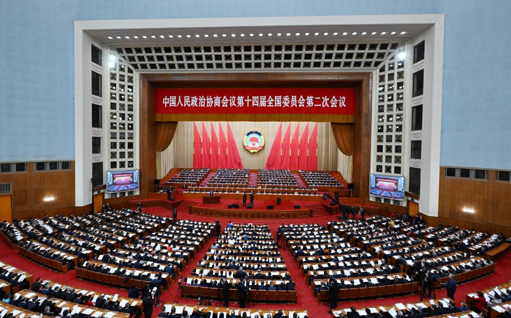 3月7日，全國政協(xié)十四屆二次會議在北京人民大會堂舉行第二次全體會議。?新華社記者 陳曄華 攝