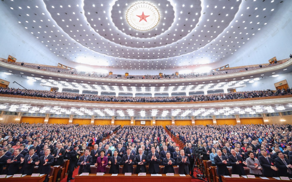 3月8日，十四屆全國人大二次會議在北京人民大會堂舉行第二次全體會議。新華社記者 丁海濤 攝