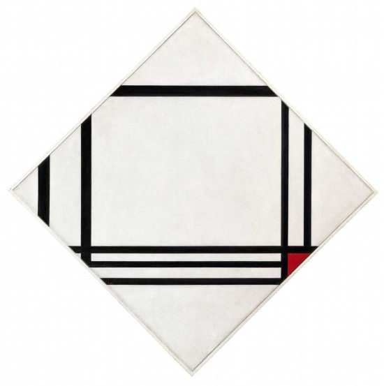蒙德里安，《八條線紅色矩形的菱形構成》，1938年，布面油畫，貝耶勒基金會藏（貝耶勒基金會展品）